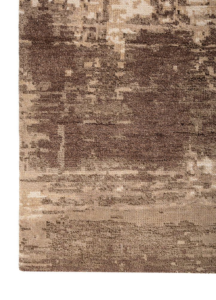 aprezo ivory wool and bamboo silk hand knotted Rug - Corner