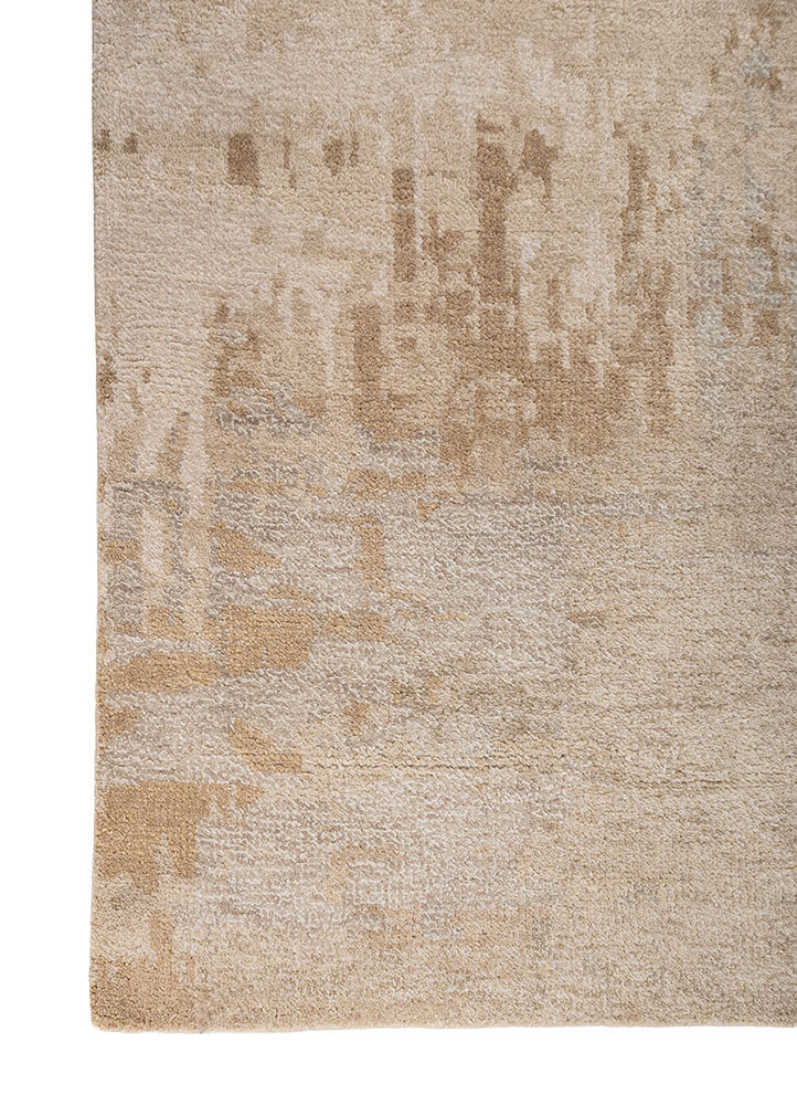 aprezo ivory wool and bamboo silk hand knotted Rug - Corner