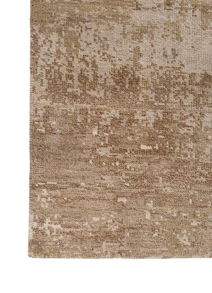 aprezo ivory wool and bamboo silk hand knotted Rug - Corner