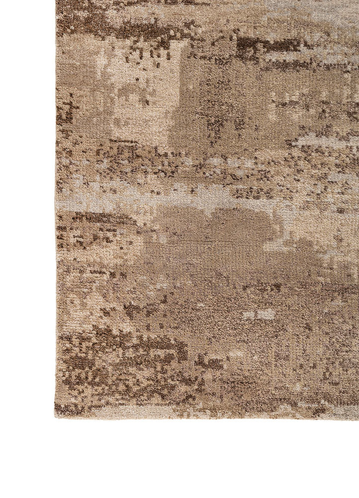 aprezo beige and brown wool and bamboo silk hand knotted Rug - Corner aprezo beige and brown wool and bamboo silk hand knotted Rug - Corner