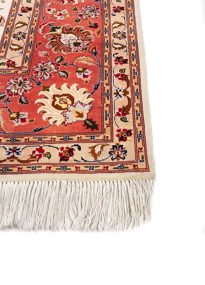 aalam red and orange acrylic hand knotted Rug - Corner