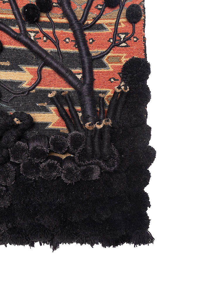 wall installation grey and black wool and bamboo silk wall art WALL ART & TAPESTRY - Corner