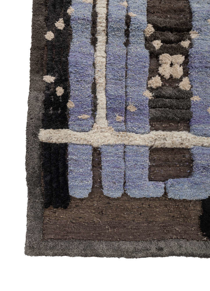 exposed spine beige and brown wool and bamboo silk hand knotted WALL ART & TAPESTRY - Corner