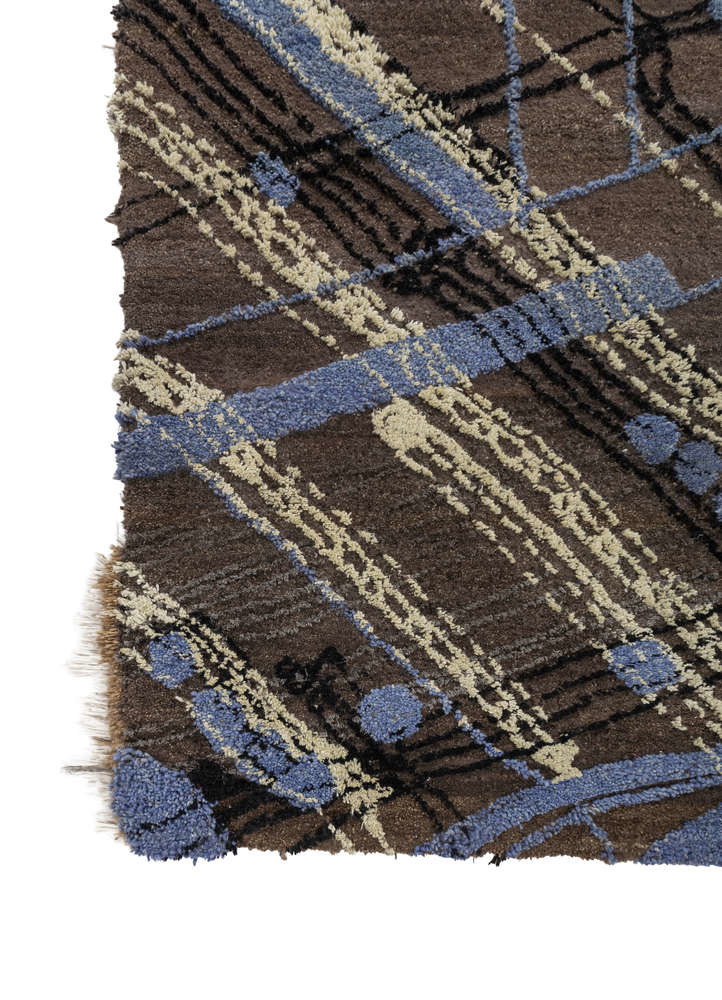 exposed spine beige and brown wool and bamboo silk hand knotted WALL ART & TAPESTRY - Corner exposed spine beige and brown wool and bamboo silk hand knotted WALL ART & TAPESTRY - Corner