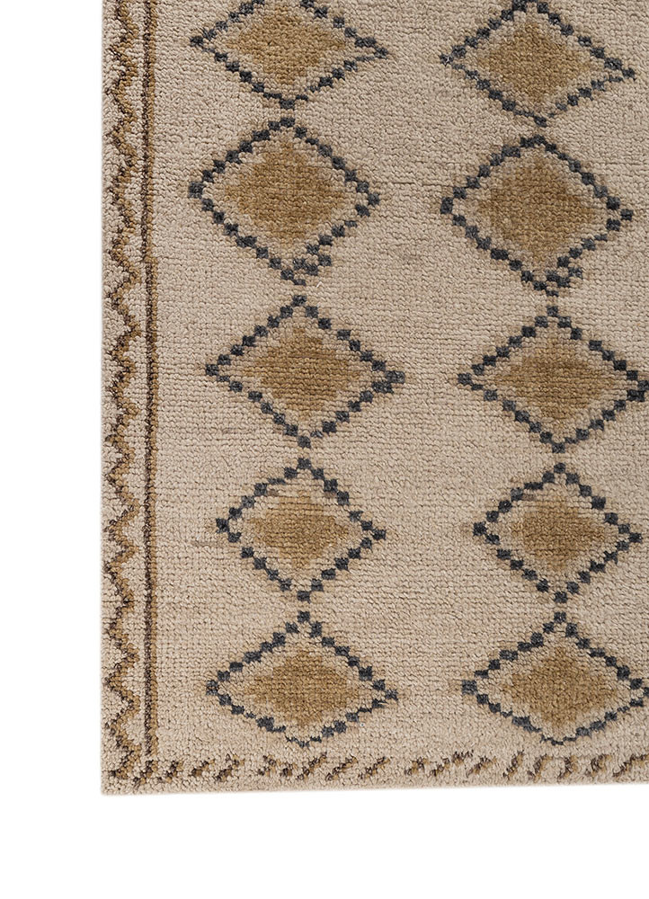thyme beige and brown wool hand knotted Rug - Corner thyme beige and brown wool hand knotted Rug - Corner