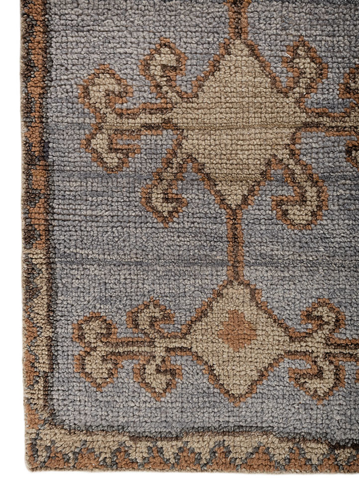 thyme blue wool hand knotted Rug - Corner thyme blue wool hand knotted Rug - Corner