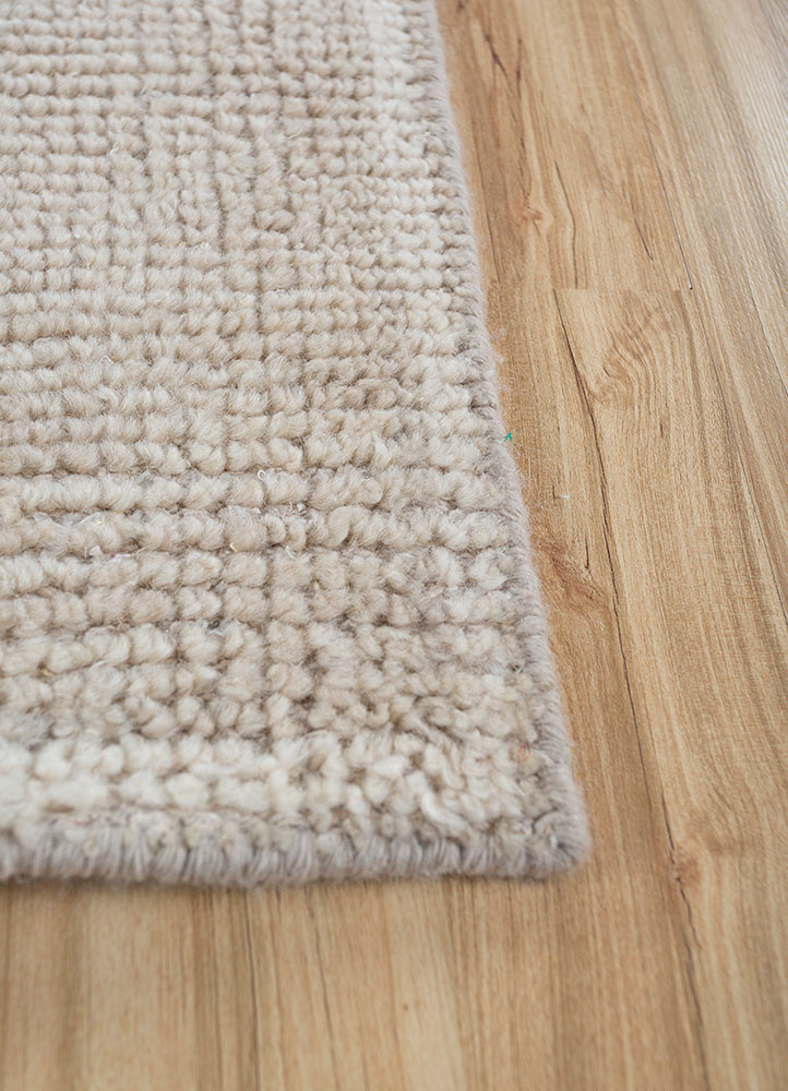 thyme ivory wool hand knotted Rug - Corner