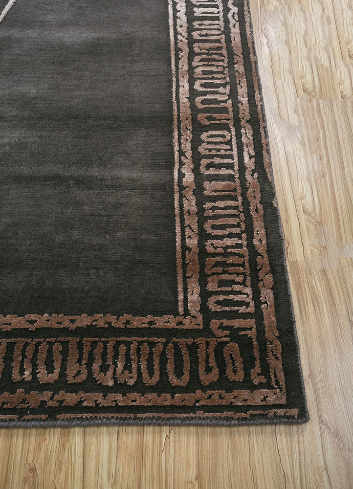 azalea grey and black wool and bamboo silk hand knotted Rug - Corner azalea grey and black wool and bamboo silk hand knotted Rug - Corner