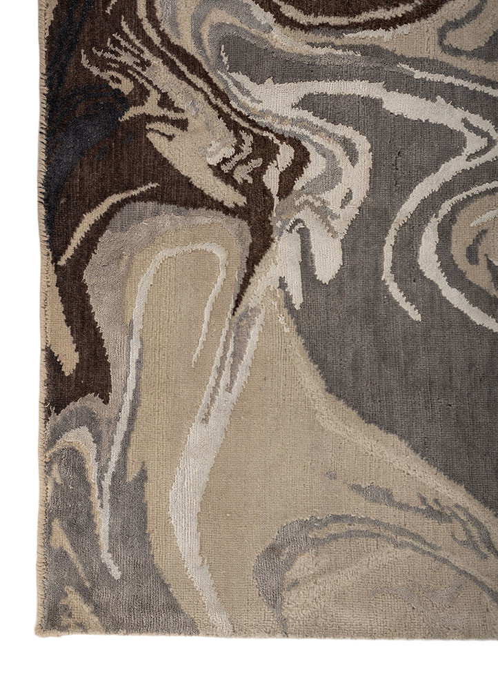 aprezo ivory wool and bamboo silk hand knotted Rug - Corner
