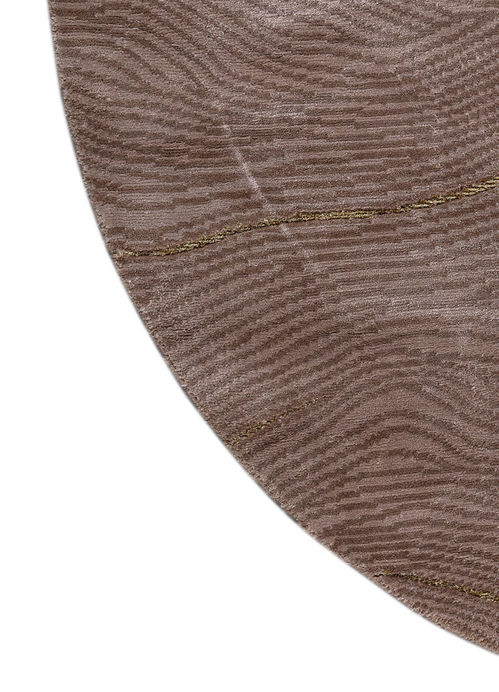 azalea beige and brown bamboo silk and zari hand knotted Rug - Corner