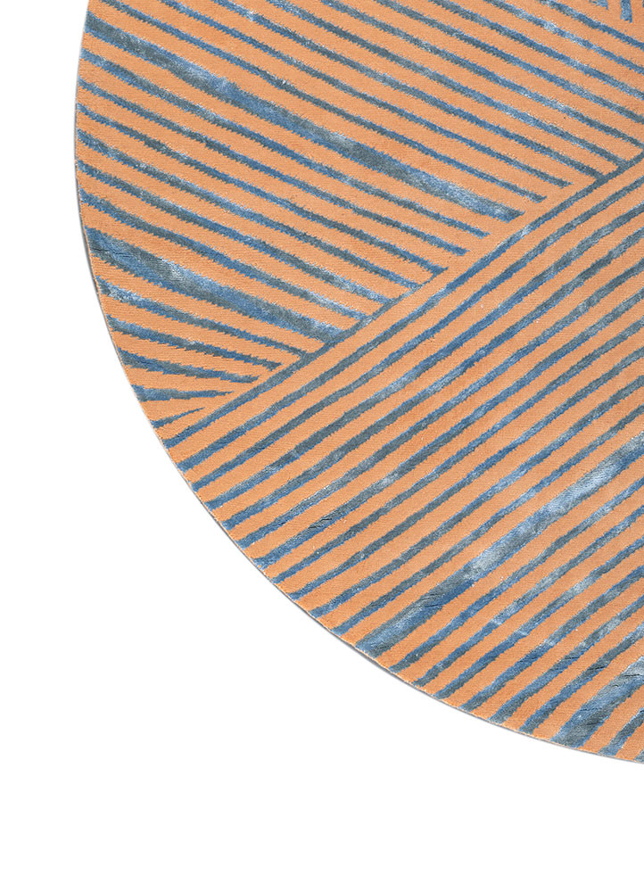 azalea red and orange wool and bamboo silk hand knotted Rug - Corner