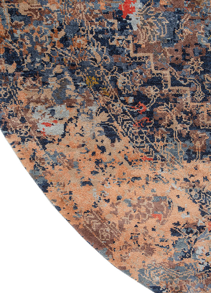 far east blue wool and bamboo silk hand knotted Rug - Corner far east blue wool and bamboo silk hand knotted Rug - Corner