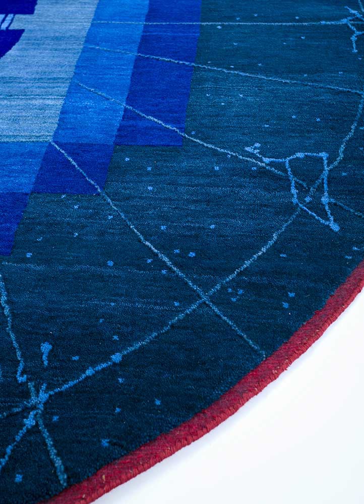 brahmaand blue wool hand knotted Rug - Corner