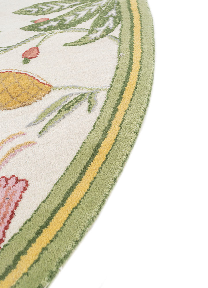 jardins du monde beige and brown wool hand knotted Rug - Corner
