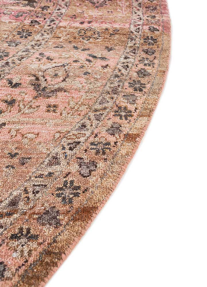 someplace in time red and orange afghan wool hand knotted Rug - Corner