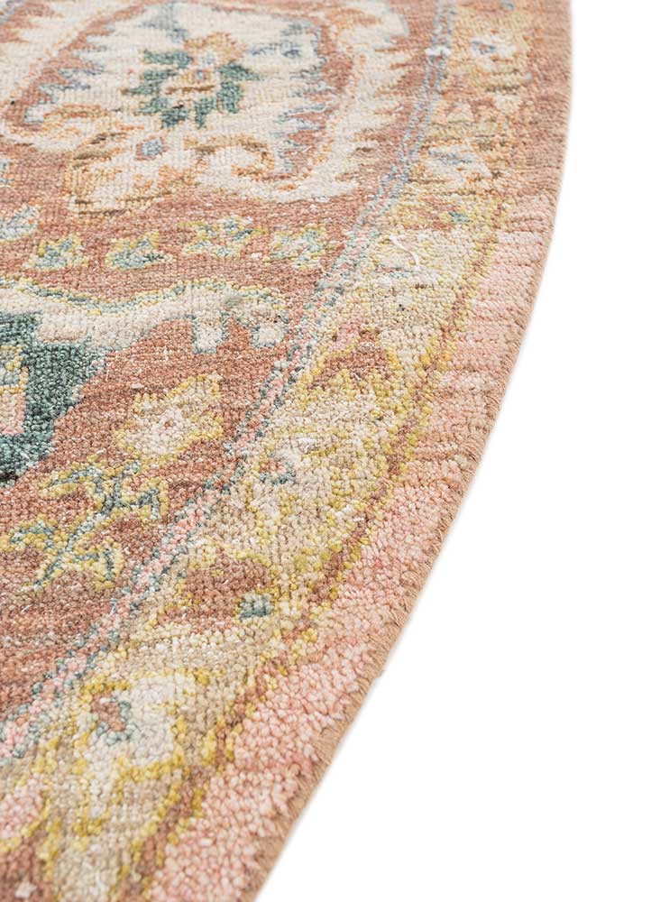 someplace in time red and orange afghan wool hand knotted Rug - Corner