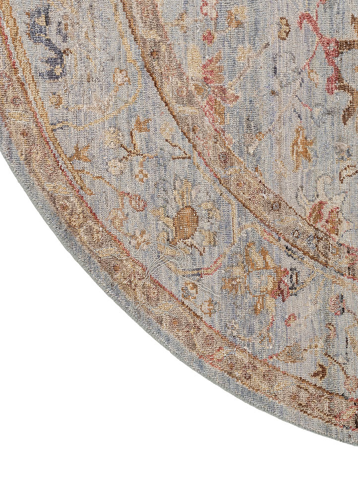 someplace in time blue afghan wool hand knotted Rug - Corner