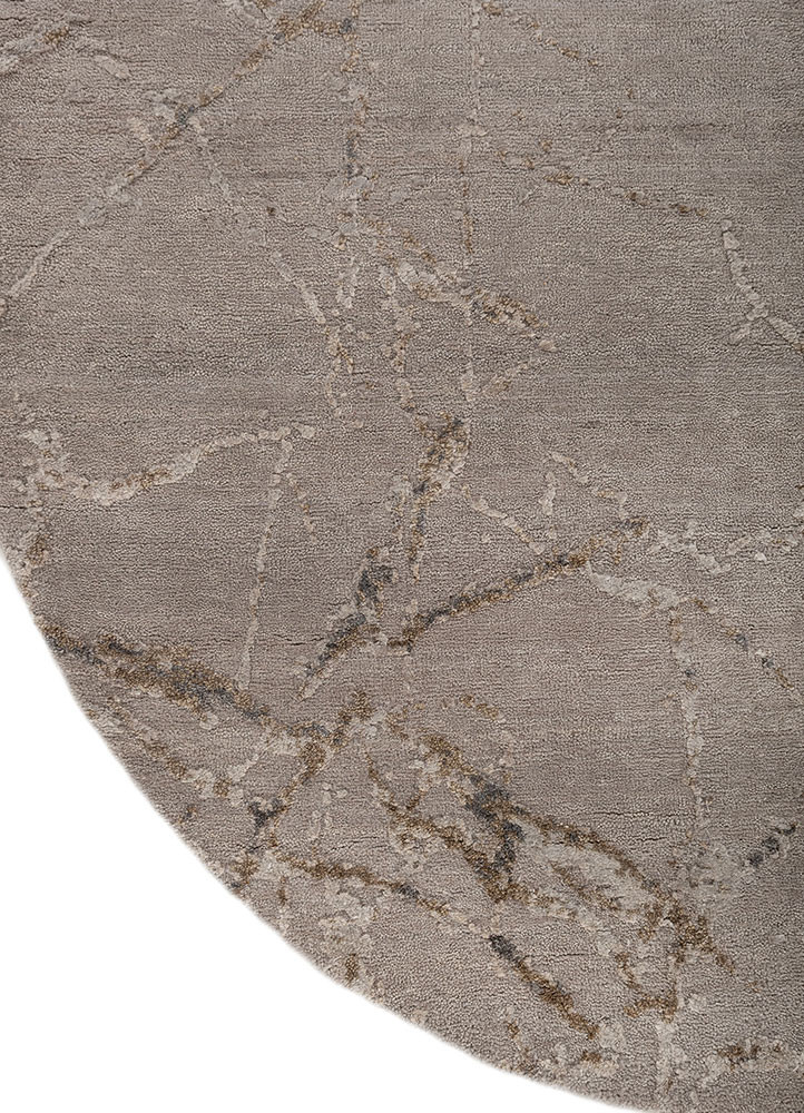 urban pause by kavi grey and black wool and silk hand knotted Rug - Corner