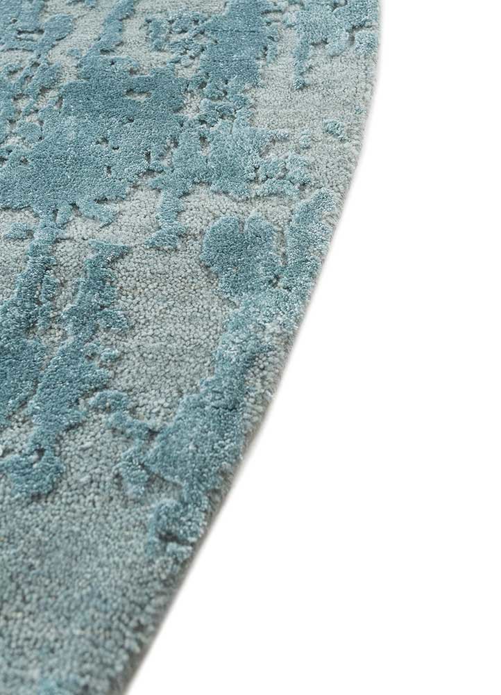 chaos theory by kavi blue wool and bamboo silk hand knotted Rug - Corner chaos theory by kavi blue wool and bamboo silk hand knotted Rug - Corner
