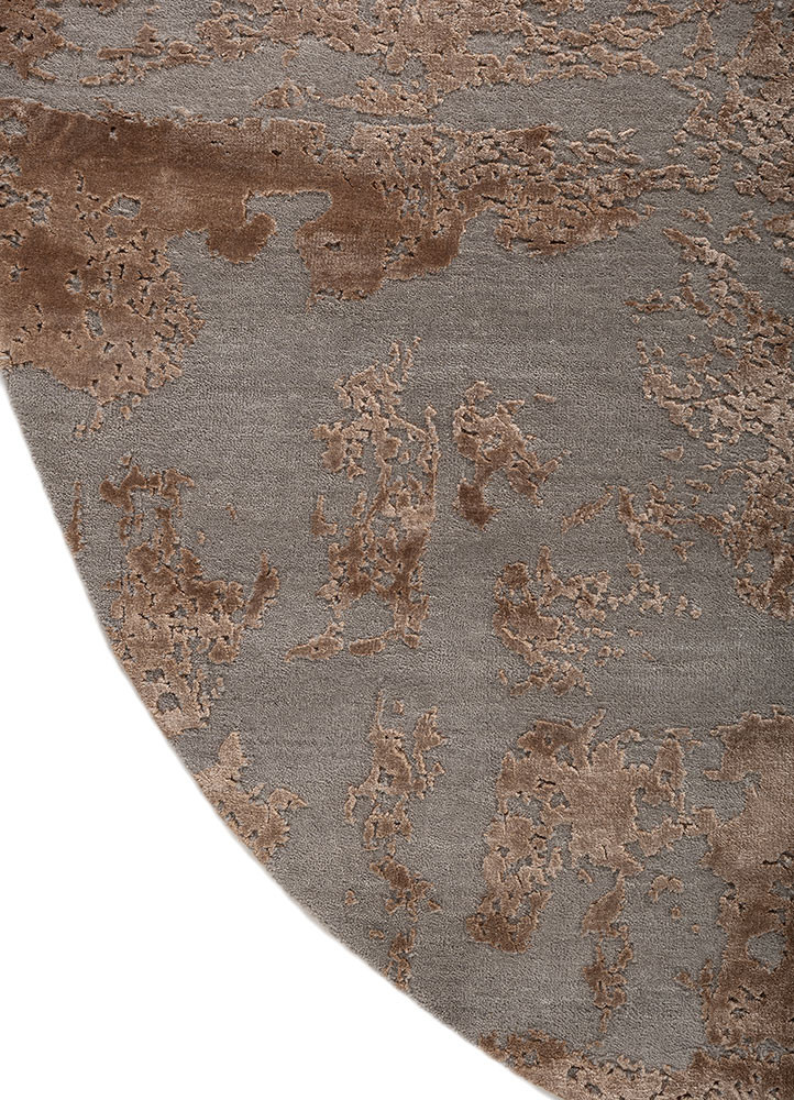 project error by kavi beige and brown wool and bamboo silk hand knotted Rug - Corner