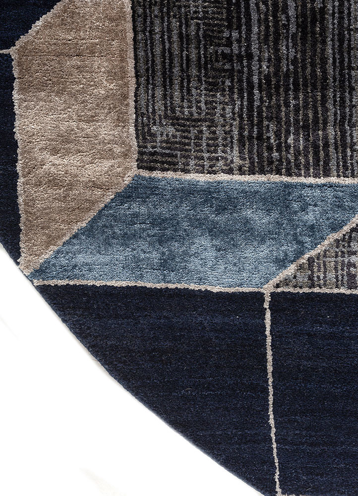 chaos theory by kavi blue wool and bamboo silk hand knotted Rug - Corner chaos theory by kavi blue wool and bamboo silk hand knotted Rug - Corner