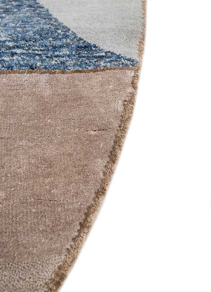 chaos theory by kavi beige and brown wool and bamboo silk hand knotted Rug - Corner