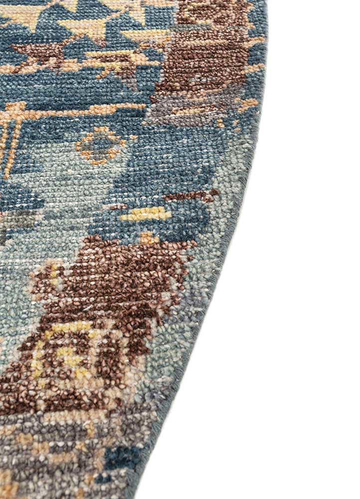 erbe blue wool hand knotted Rug - Corner