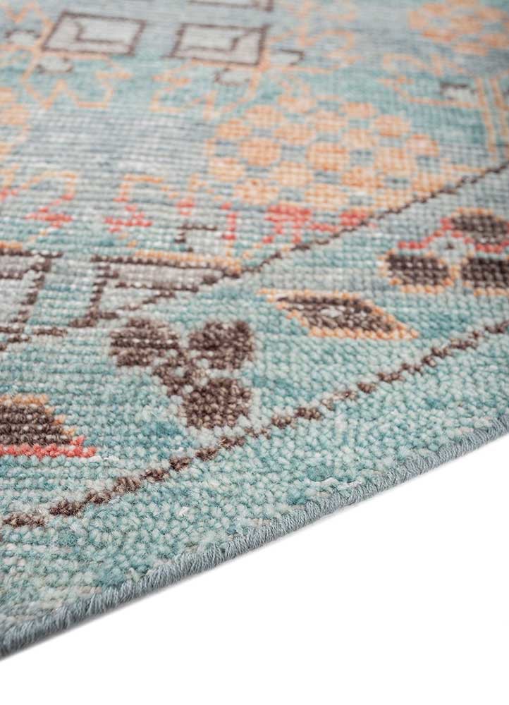 erbe blue wool hand knotted Rug - Corner erbe blue wool hand knotted Rug - Corner