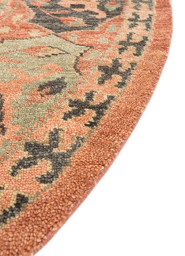 savana red and orange wool hand knotted Rug - Corner