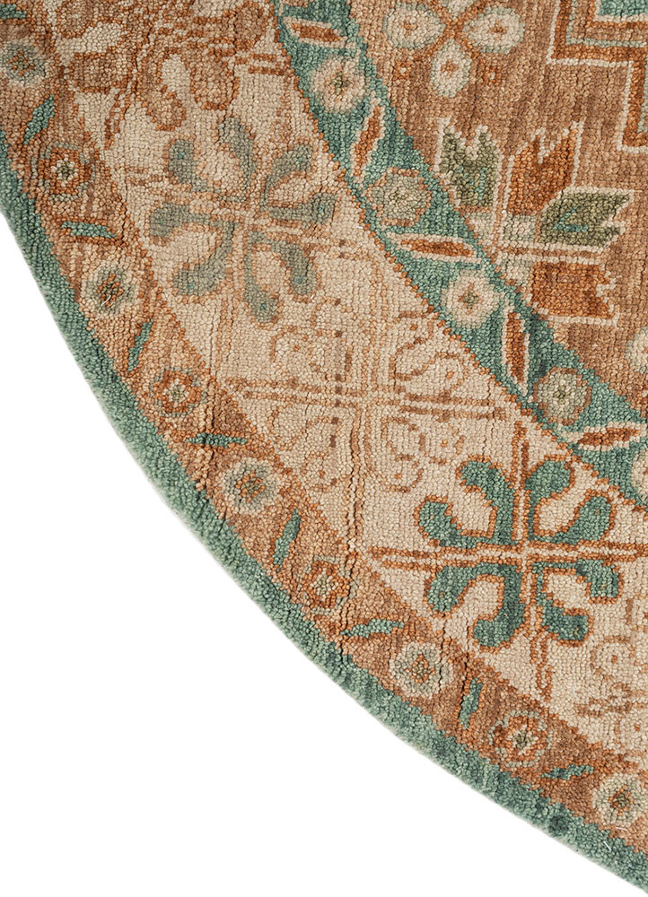 thyme green wool hand knotted Rug - Corner