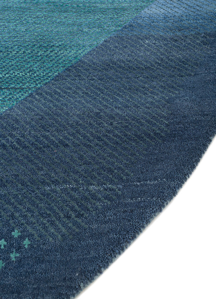 manchaha blue wool and bamboo silk hand knotted Rug - Corner