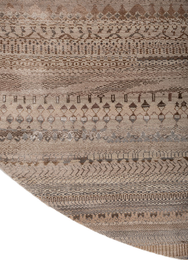 manchaha beige and brown wool and bamboo silk hand knotted Rug - Corner