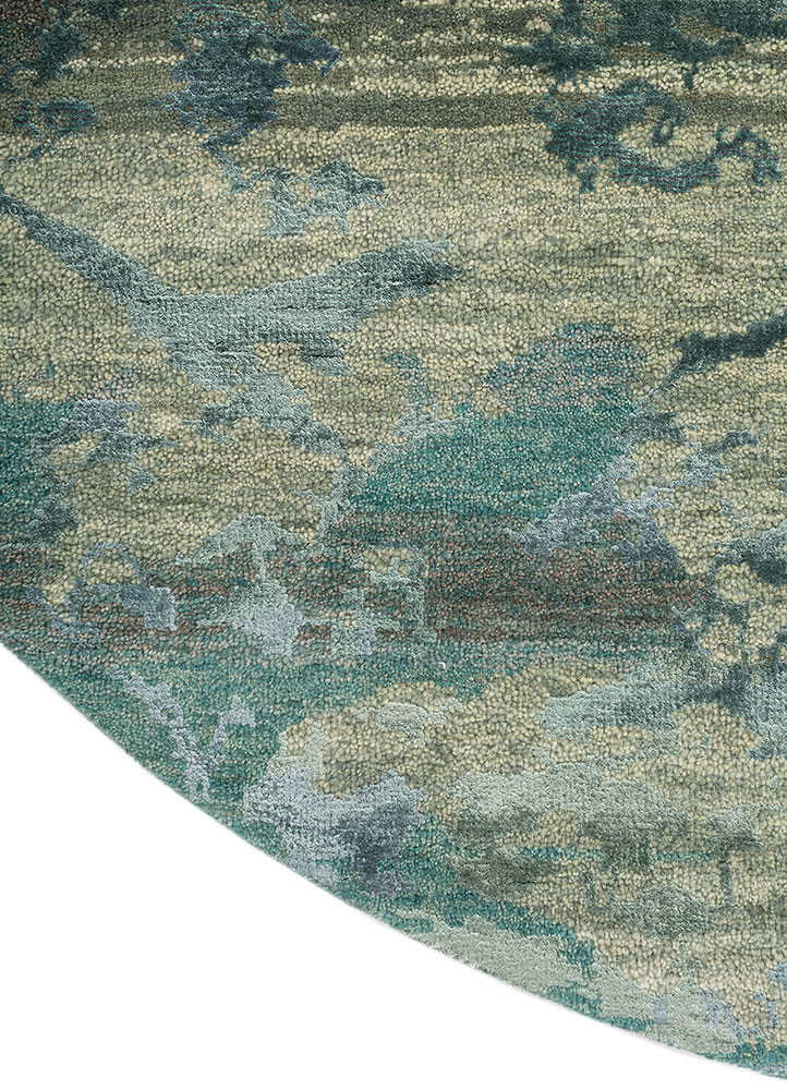 manchaha green wool and bamboo silk hand knotted Rug - Corner manchaha green wool and bamboo silk hand knotted Rug - Corner