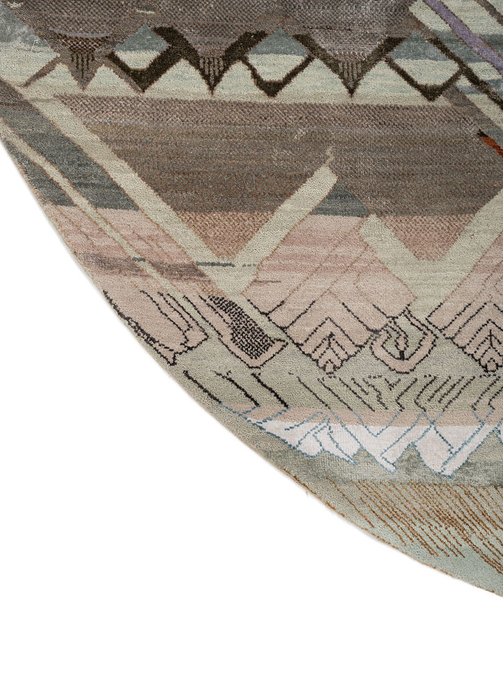 manchaha green wool and bamboo silk hand knotted Rug - Corner
