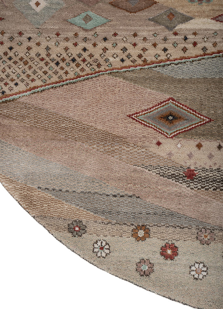 manchaha pink and purple wool and bamboo silk hand knotted Rug - Corner