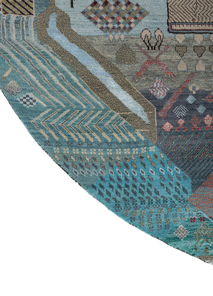 manchaha ivory wool and bamboo silk hand knotted Rug - Corner manchaha ivory wool and bamboo silk hand knotted Rug - Corner