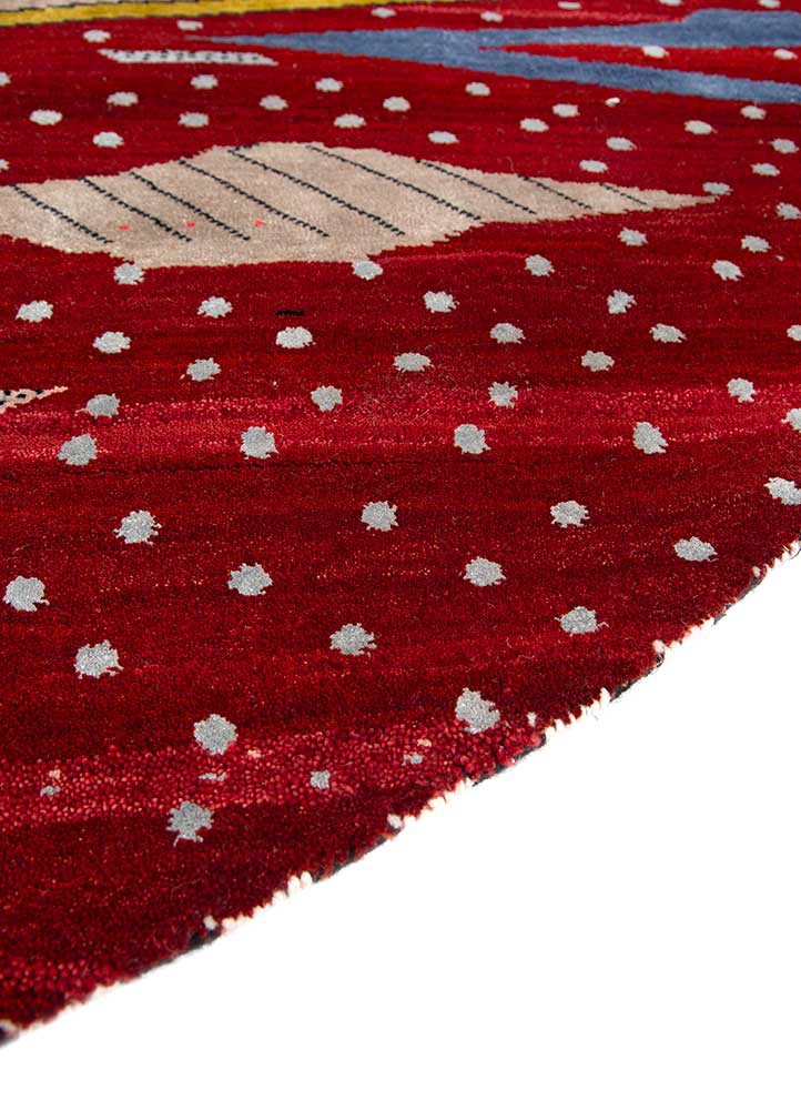 freedom manchaha red and orange wool and bamboo silk hand knotted Rug - Corner