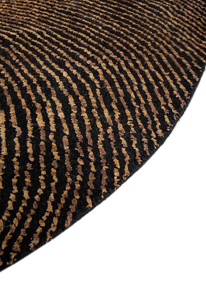 azalea grey and black wool and bamboo silk hand knotted Rug - Corner