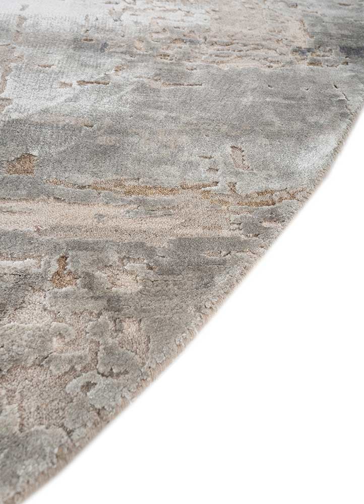 tattvam grey and black wool and bamboo silk hand knotted Rug - Corner