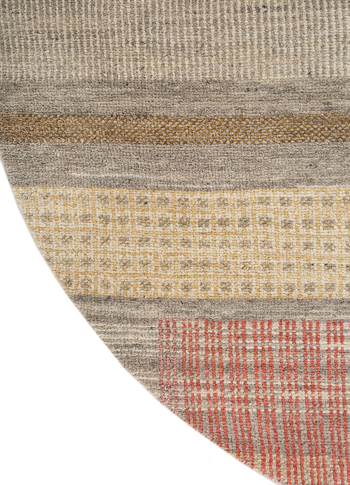 blythe beige and brown wool hand knotted Rug - Corner