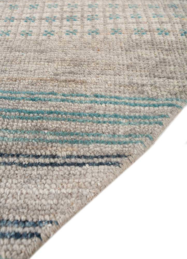 blythe blue afghan wool hand knotted Rug - Corner