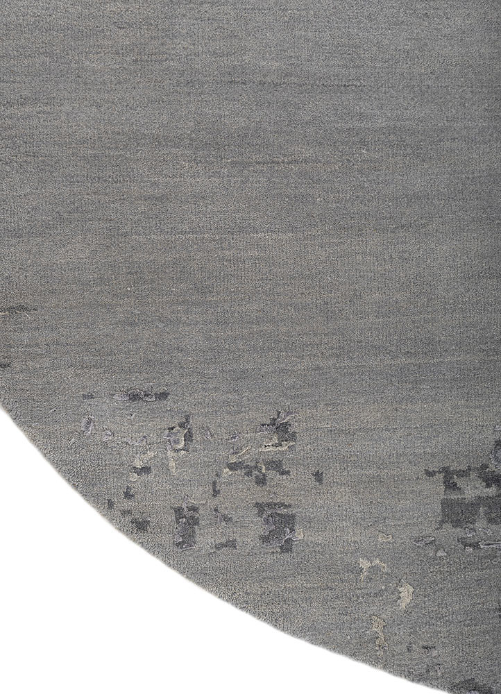 chaos theory by kavi grey and black wool and bamboo silk hand knotted Rug - Corner