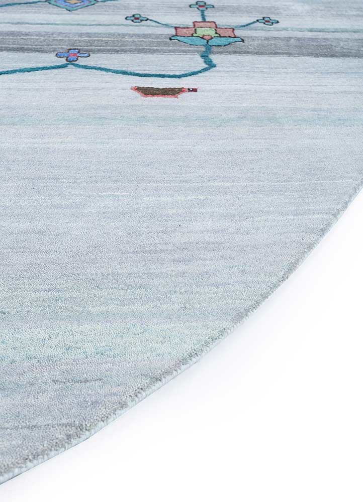 freedom manchaha grey and black wool and silk hand knotted Rug - Corner