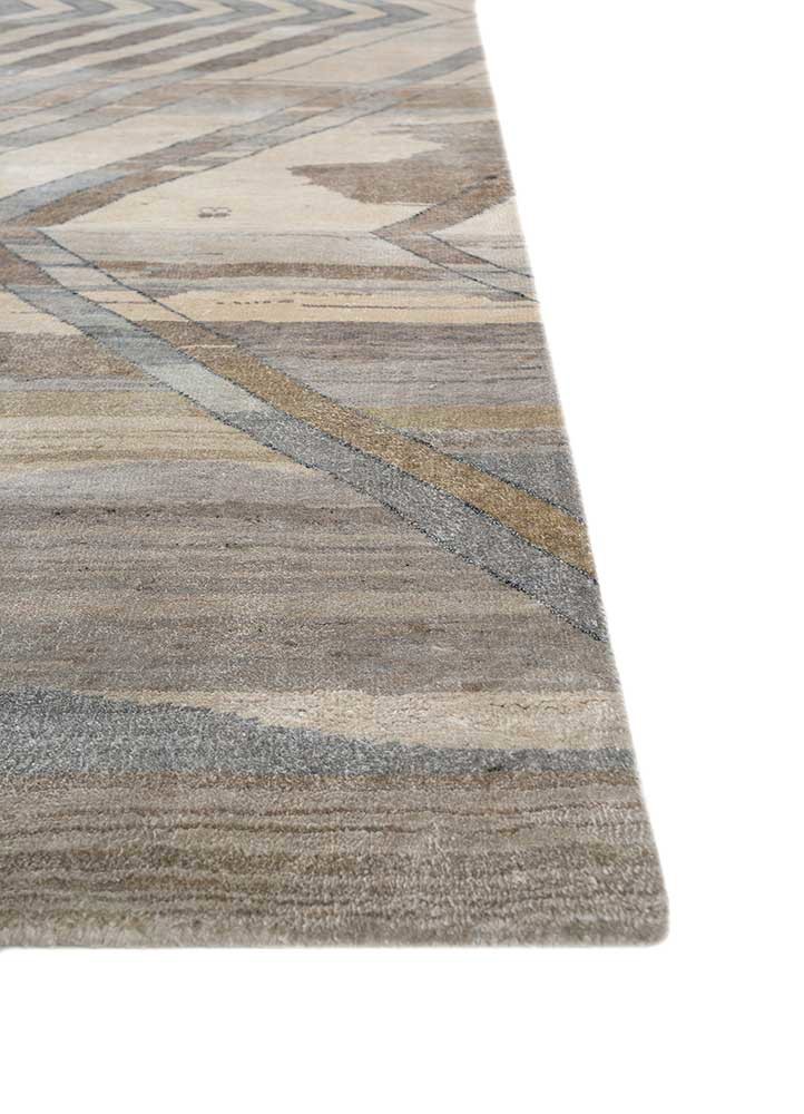 manchaha grey and black wool and silk hand knotted Rug - Corner