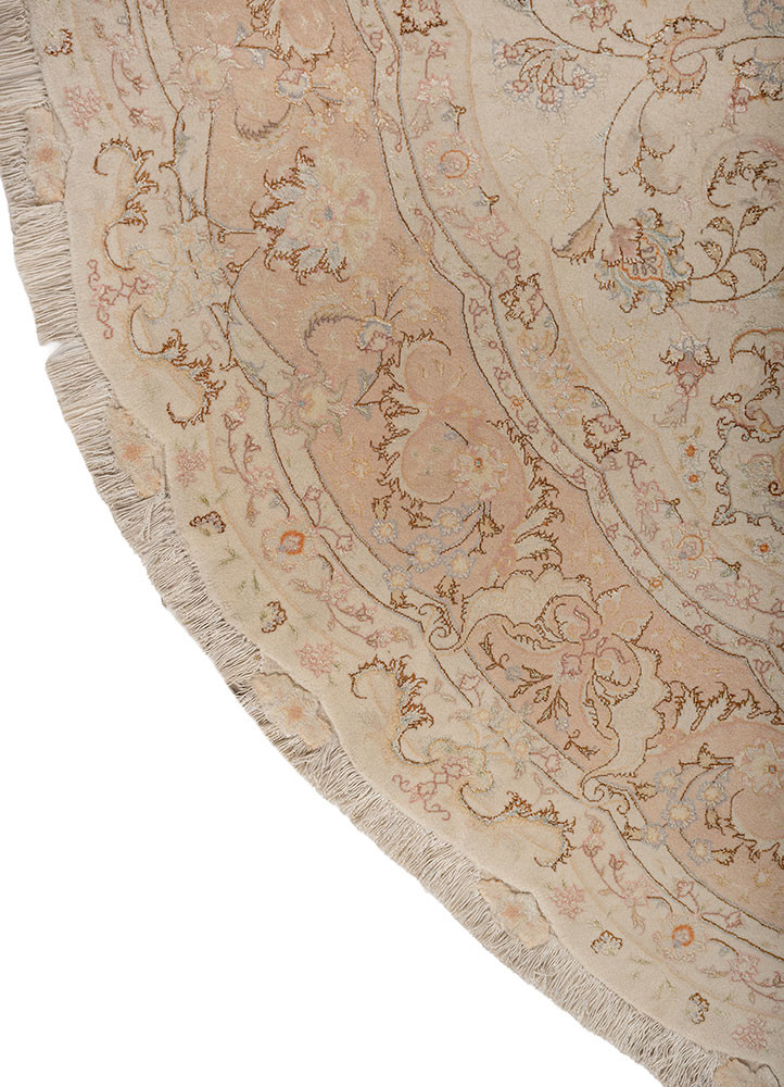 aalam red and orange wool and silk hand knotted Rug - Corner