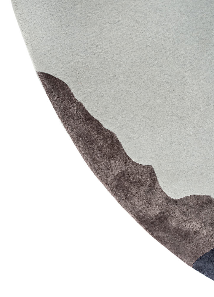 contour ivory wool and bamboo silk hand tufted Rug - Corner