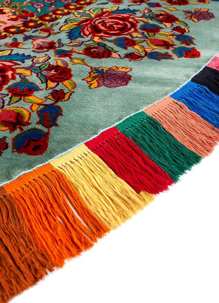 gulmarg green silk hand knotted Rug - Corner gulmarg green silk hand knotted Rug - Corner