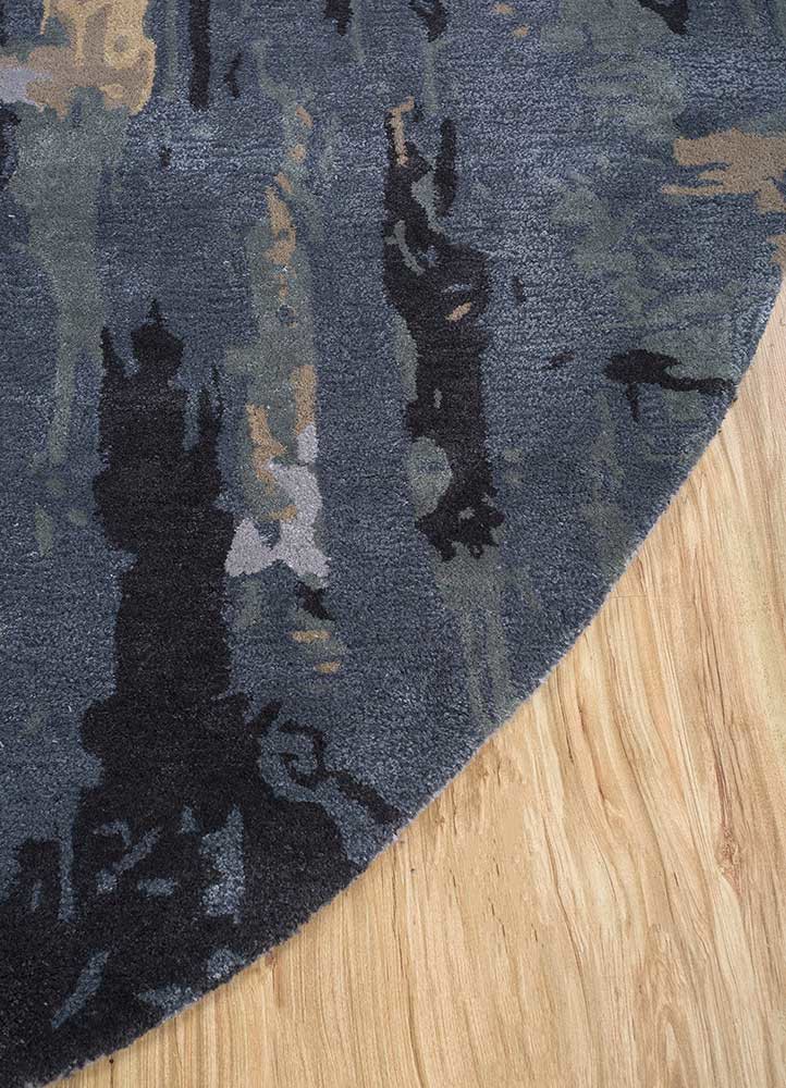genesis grey and black wool and viscose hand tufted Rug - Corner