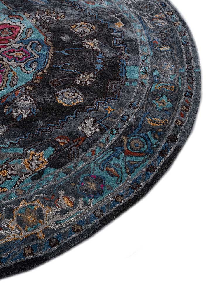 mythos grey and black wool and viscose hand tufted Rug - Corner