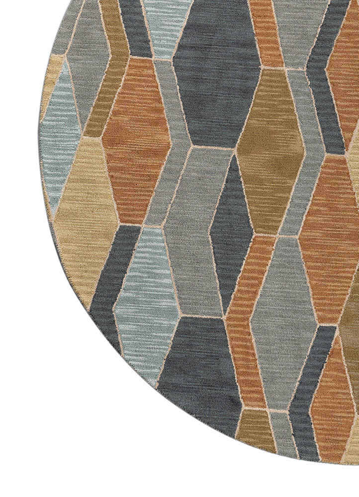 acar blue wool hand tufted Rug - Corner acar blue wool hand tufted Rug - Corner